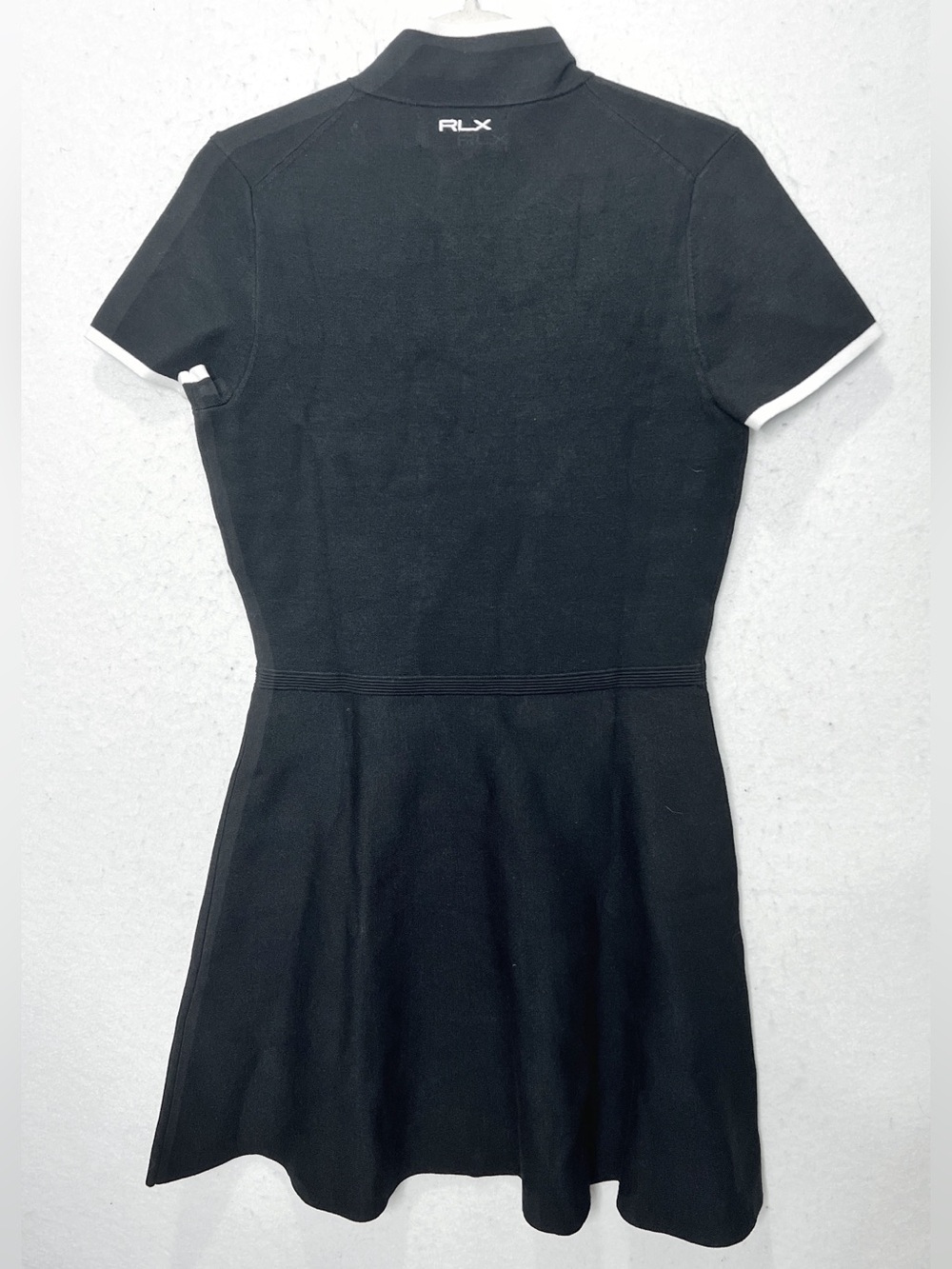 RLX Ralph Lauren Fit And Flare Quarter Zip Polo Dress Black White Trim Tennis - Picture 3 of 12